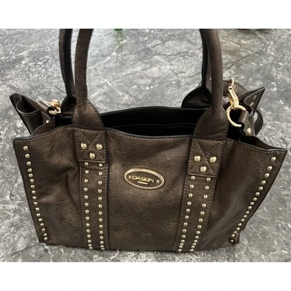 Dasein‎ Women Stylish Handbag Satchel Tote Shoulder Bag Studs Bronzed Brown - Picture 3 of 16